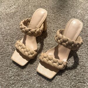 a new day Braided Double-Strap Nude Heeled Sandals